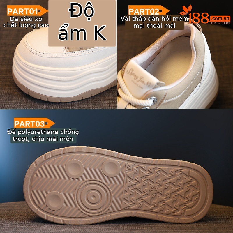 Giày sneaker nữ đế dày độn cao bên trong phiên bản cơ bản dễ phối — Màu đen