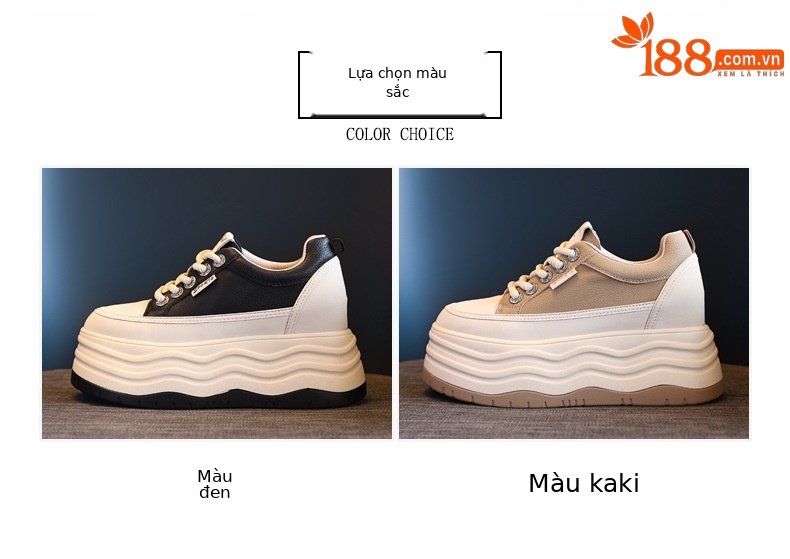 Giày sneaker nữ đế dày độn cao bên trong phiên bản cơ bản dễ phối — Màu đen chi tiết 2