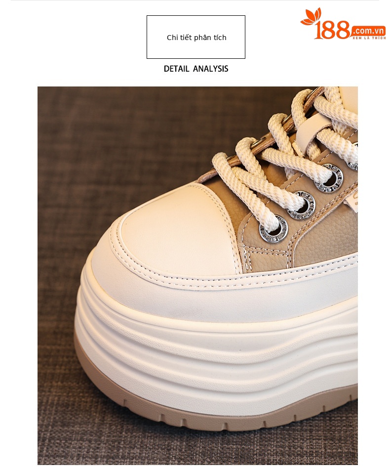 Giày sneaker nữ đế dày độn cao bên trong phiên bản cơ bản dễ phối — Màu đen chi tiết 7