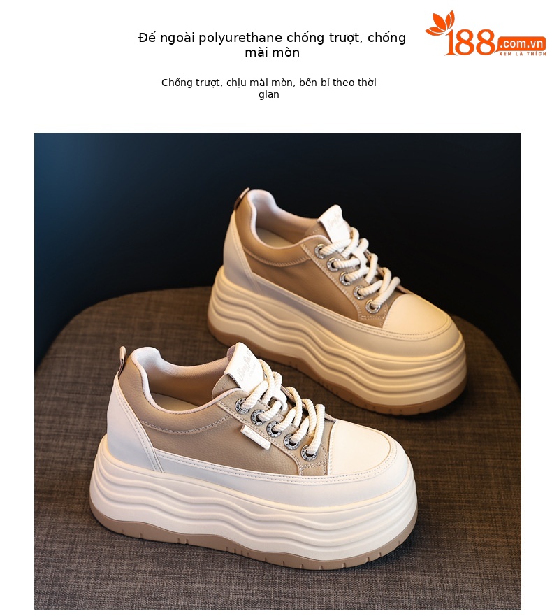 Giày sneaker nữ đế dày độn cao bên trong phiên bản cơ bản dễ phối — Màu đen chi tiết 10