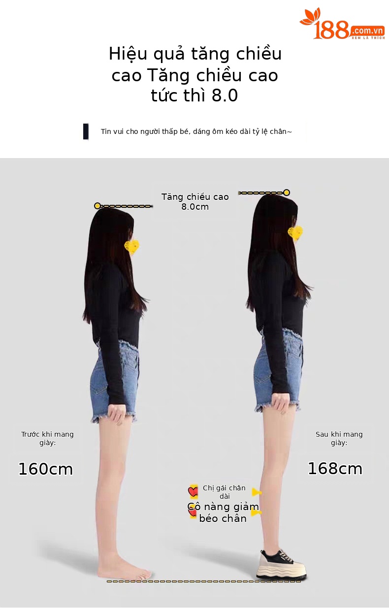 Giày sneaker nữ đế dày độn cao bên trong phiên bản cơ bản dễ phối — Màu đen chi tiết 4
