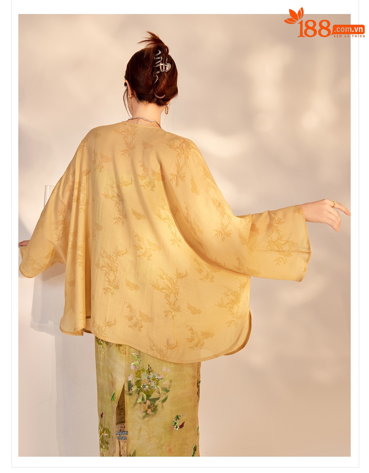 Áo khoác nữ dáng rộng tay dài phong cách Trung Quốc cổ điển — Màu mơ chi tiết 14