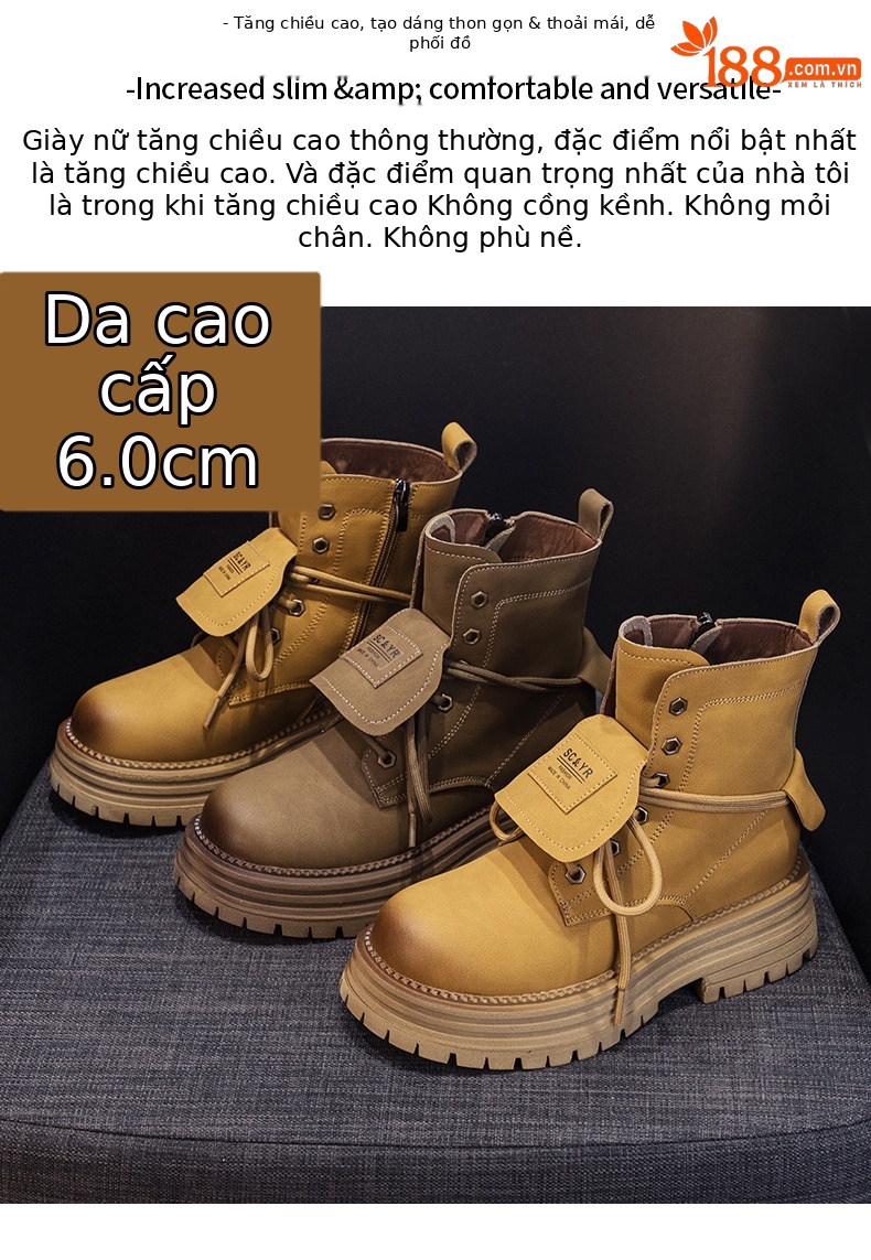Boot Martin cổ ngắn nữ phong cách cổ điển đế dày đi du lịch leo núi — M2627 màu vàng một lớp lót trong, M2627 kaki một lớp bên trong chi tiết 1