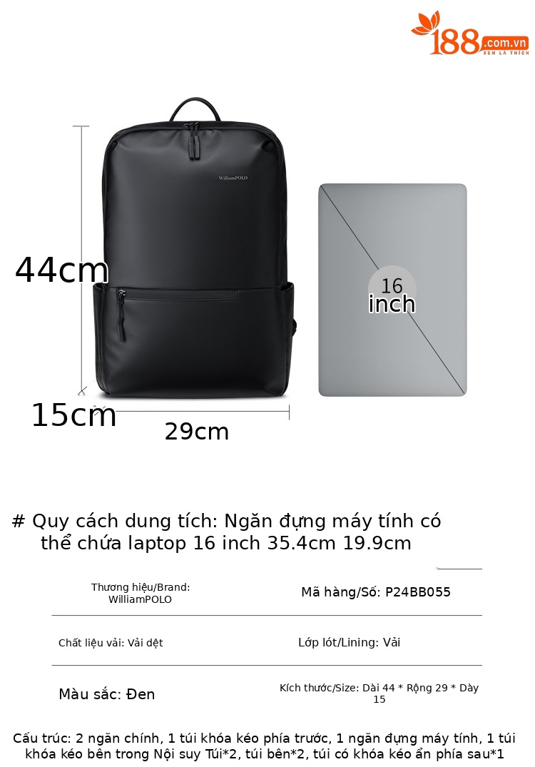 Ba lô Emperor Paul mới mẫu sức chứa lớn đi học đi làm du lịch chứa laptop chi tiết 13