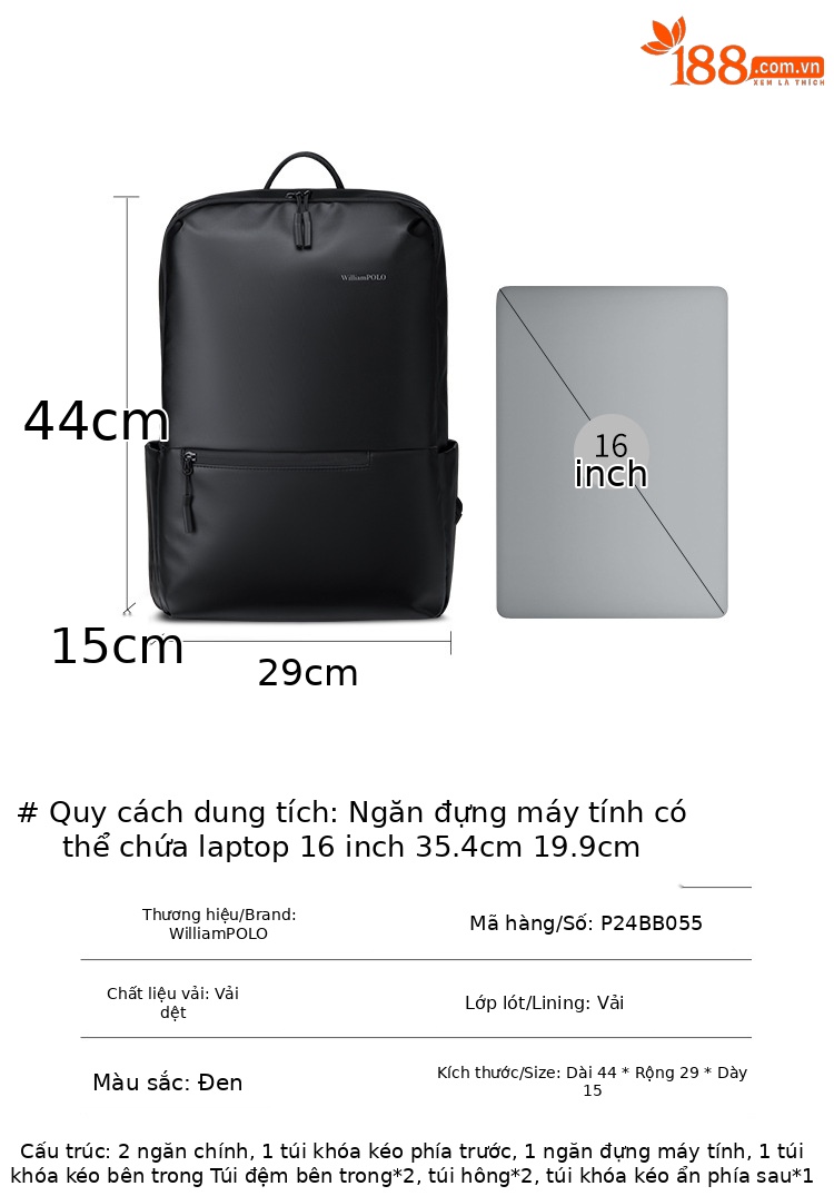 Ba lô Emperor Paul mới mẫu sức chứa lớn đi học đi làm du lịch chứa laptop chi tiết 18