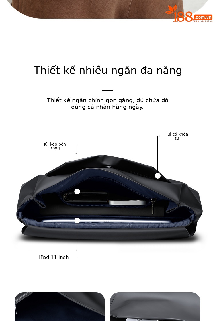 Túi đeo chéo nam Emperor Paul chống nước sức chứa lớn phong cách thời trang chi tiết 6