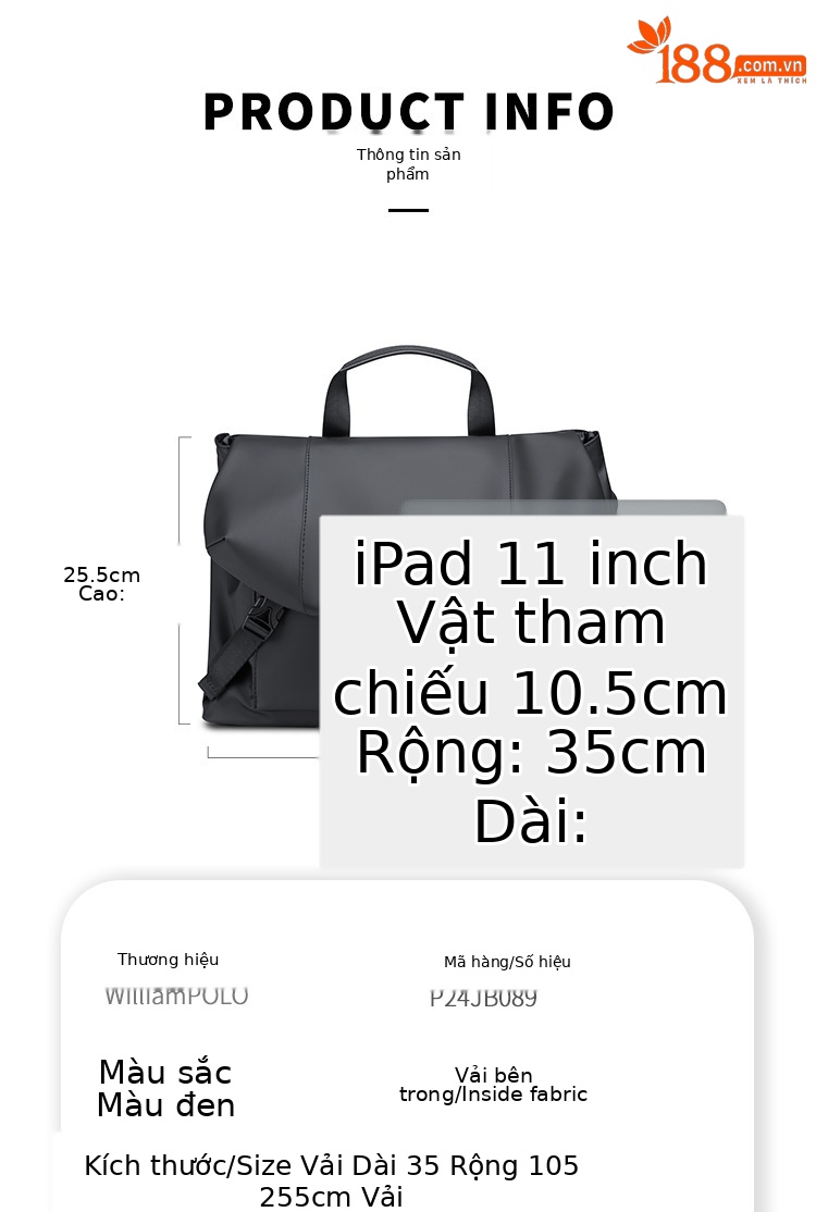 Túi đeo chéo nam Emperor Paul chống nước sức chứa lớn phong cách thời trang chi tiết 11