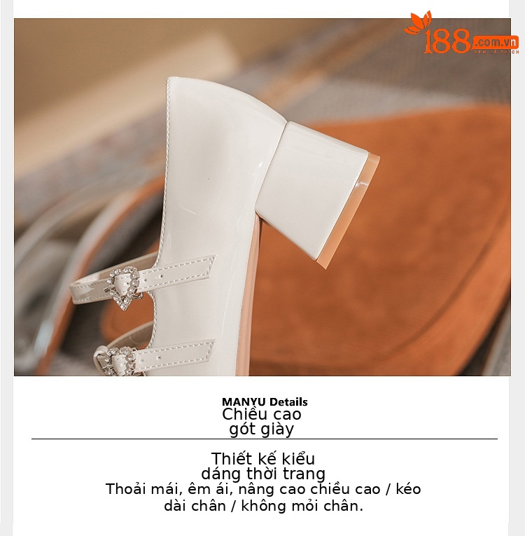 Giày Mary Jane nữ gót thô Jin Gang MY4516 da mùa xuân thu — Màu đen chi tiết 5