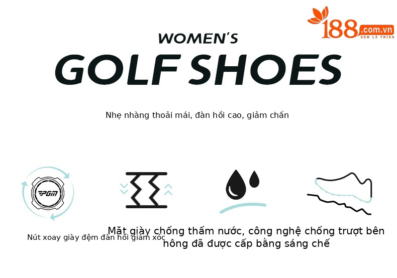 Giày golf nữ PGM mùa hè chống thấm, đế nhẹ không đinh — XZ373 [Loại hồi phục chậm] Màu trắng anh đào rơi, XZ373 [Loại hồi phục chậm] Gió trắng chi tiết 4