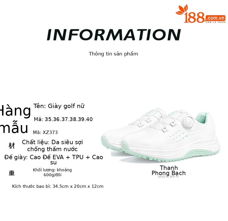 Giày golf nữ PGM mùa hè chống thấm, đế nhẹ không đinh — XZ373 [Loại hồi phục chậm] Màu trắng anh đào rơi, XZ373 [Loại hồi phục chậm] Gió trắng chi tiết 9