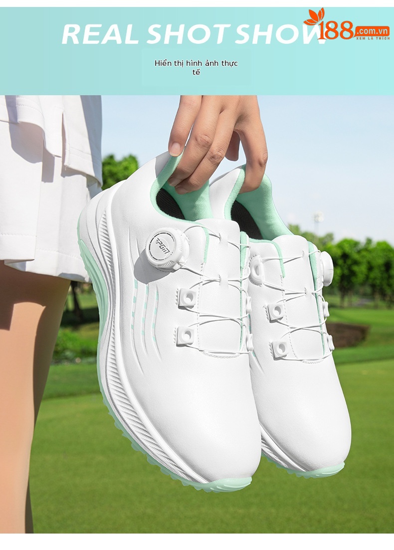 Giày golf nữ PGM mùa hè chống thấm, đế nhẹ không đinh — XZ373 [Loại hồi phục chậm] Màu trắng anh đào rơi, XZ373 [Loại hồi phục chậm] Gió trắng chi tiết 10