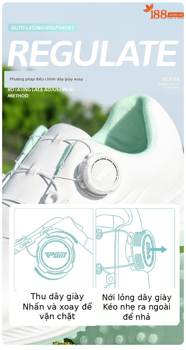 Giày golf nữ PGM mùa hè chống thấm, đế nhẹ không đinh — XZ373 [Loại hồi phục chậm] Màu trắng anh đào rơi, XZ373 [Loại hồi phục chậm] Gió trắng chi tiết 8