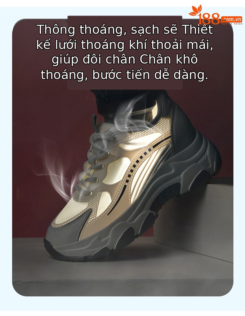 Giày sneaker nữ chunky đế dày thoáng khí mùa hè 2024, tăng chiều cao 5 cm — DH 58220 chiều cao gót trắng xanh lá cây 5,0 cm chiều cao bên trong 2,0 cm, DH 58212 Cao gót xanh 3.0cm, DH 58212 màu xám cao gót 3.0cm, DH 58220 gót trắng xám cao 5,0 cm tăng bên trong 2,0 cm chi tiết 5