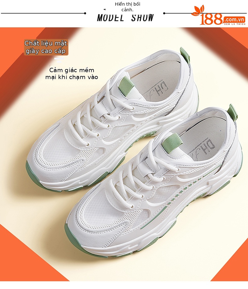 Giày sneaker nữ chunky đế dày thoáng khí mùa hè 2024, tăng chiều cao 5 cm — DH 58220 chiều cao gót trắng xanh lá cây 5,0 cm chiều cao bên trong 2,0 cm, DH 58212 Cao gót xanh 3.0cm, DH 58212 màu xám cao gót 3.0cm, DH 58220 gót trắng xám cao 5,0 cm tăng bên trong 2,0 cm chi tiết 14