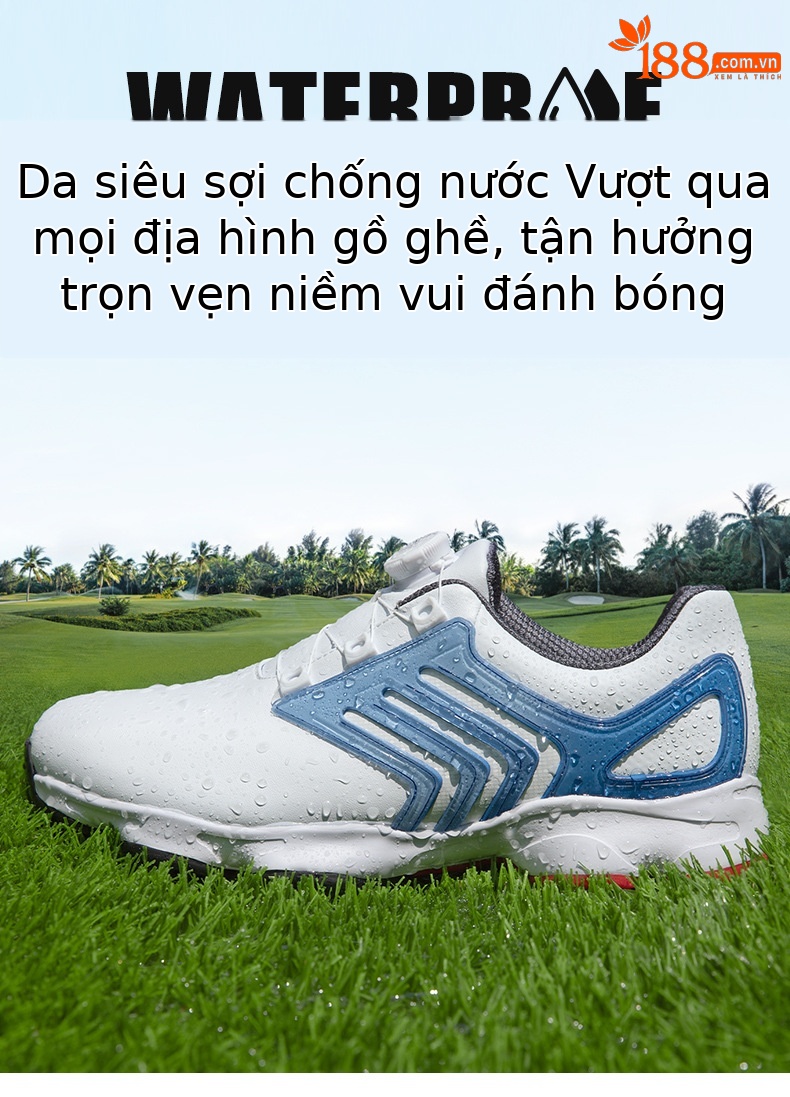 Giày golf PGM chống thấm nước, đế TPU chống trượt, dây giày xoay tiện lợi — XZ374-Sao sắt xám, XZ374-xanh lam đá tầng, XZ374-Màu xanh nước chảy chi tiết 6