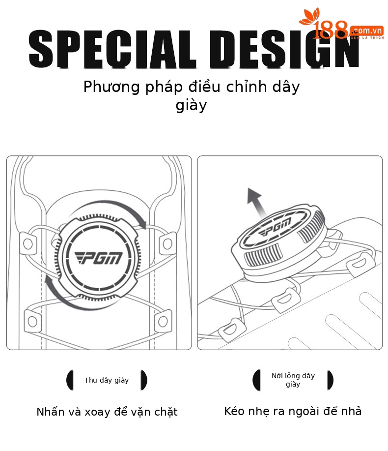 Giày golf PGM chống thấm nước, đế TPU chống trượt, dây giày xoay tiện lợi — XZ374-Sao sắt xám, XZ374-xanh lam đá tầng, XZ374-Màu xanh nước chảy chi tiết 7
