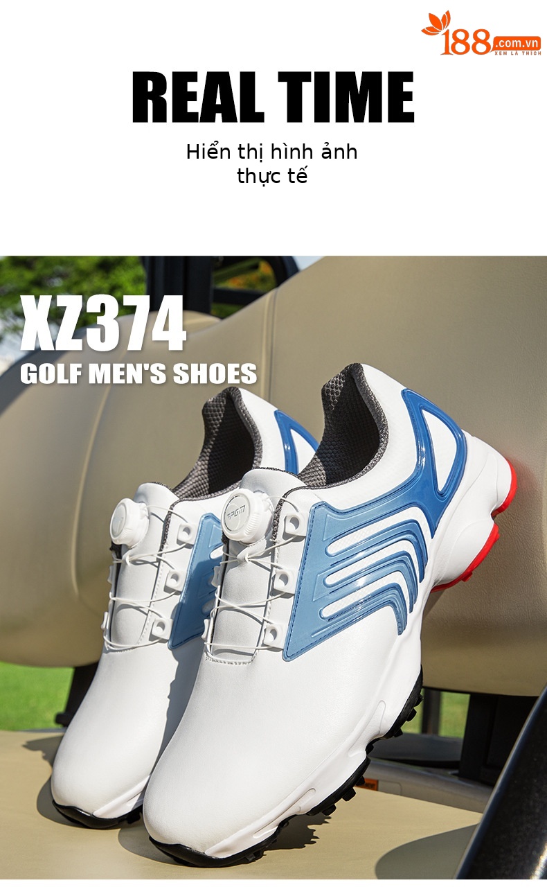 Giày golf PGM chống thấm nước, đế TPU chống trượt, dây giày xoay tiện lợi — XZ374-Sao sắt xám, XZ374-xanh lam đá tầng, XZ374-Màu xanh nước chảy chi tiết 9