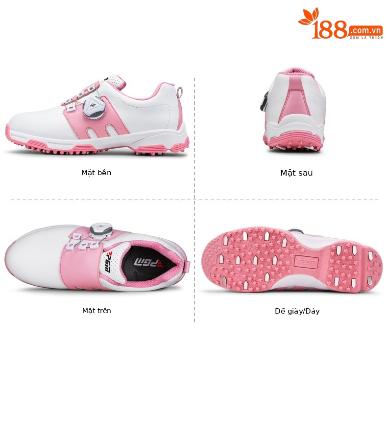 Giày golf trẻ em PGM thoáng khí, chống trượt, phù hợp bé gái và bé trai mùa hè — Trắng hồng B, Trắng hồng A, Xanh huỳnh quang chi tiết 21
