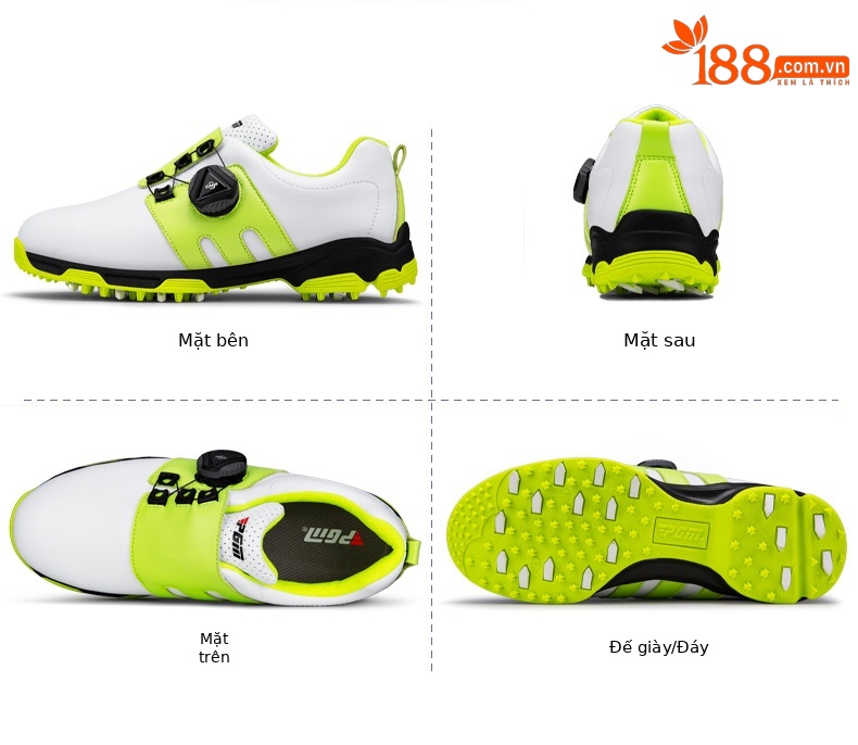 Giày golf trẻ em PGM thoáng khí, chống trượt, phù hợp bé gái và bé trai mùa hè — Trắng hồng B, Trắng hồng A, Xanh huỳnh quang chi tiết 24