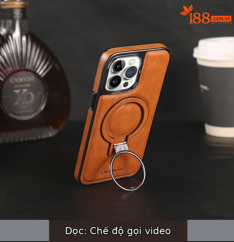 Ốp lưng từ tính chống rơi cho iPhone 15, 16 Pro Max, 17, 14, 12, bao toàn bộ viền dày — [Da nâu nhạt ★ Giá đỡ vợt] Thiết kế từ tính, 【Da dán màu xanh lam★Giá đỡ vợt] thiết kế từ tính, 【Miếng dán màu xanh lá cây★Giá đỡ vợt] thiết kế từ tính, 【Lớp phủ màu tím★Giá đỡ vợt] thiết kế từ tính chi tiết 4