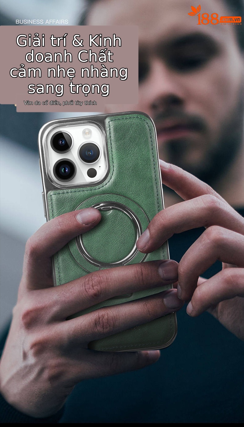 Ốp lưng từ tính chống rơi cho iPhone 15, 16 Pro Max, 17, 14, 12, bao toàn bộ viền dày — [Da nâu nhạt ★ Giá đỡ vợt] Thiết kế từ tính, 【Da dán màu xanh lam★Giá đỡ vợt] thiết kế từ tính, 【Miếng dán màu xanh lá cây★Giá đỡ vợt] thiết kế từ tính, 【Lớp phủ màu tím★Giá đỡ vợt] thiết kế từ tính chi tiết 14