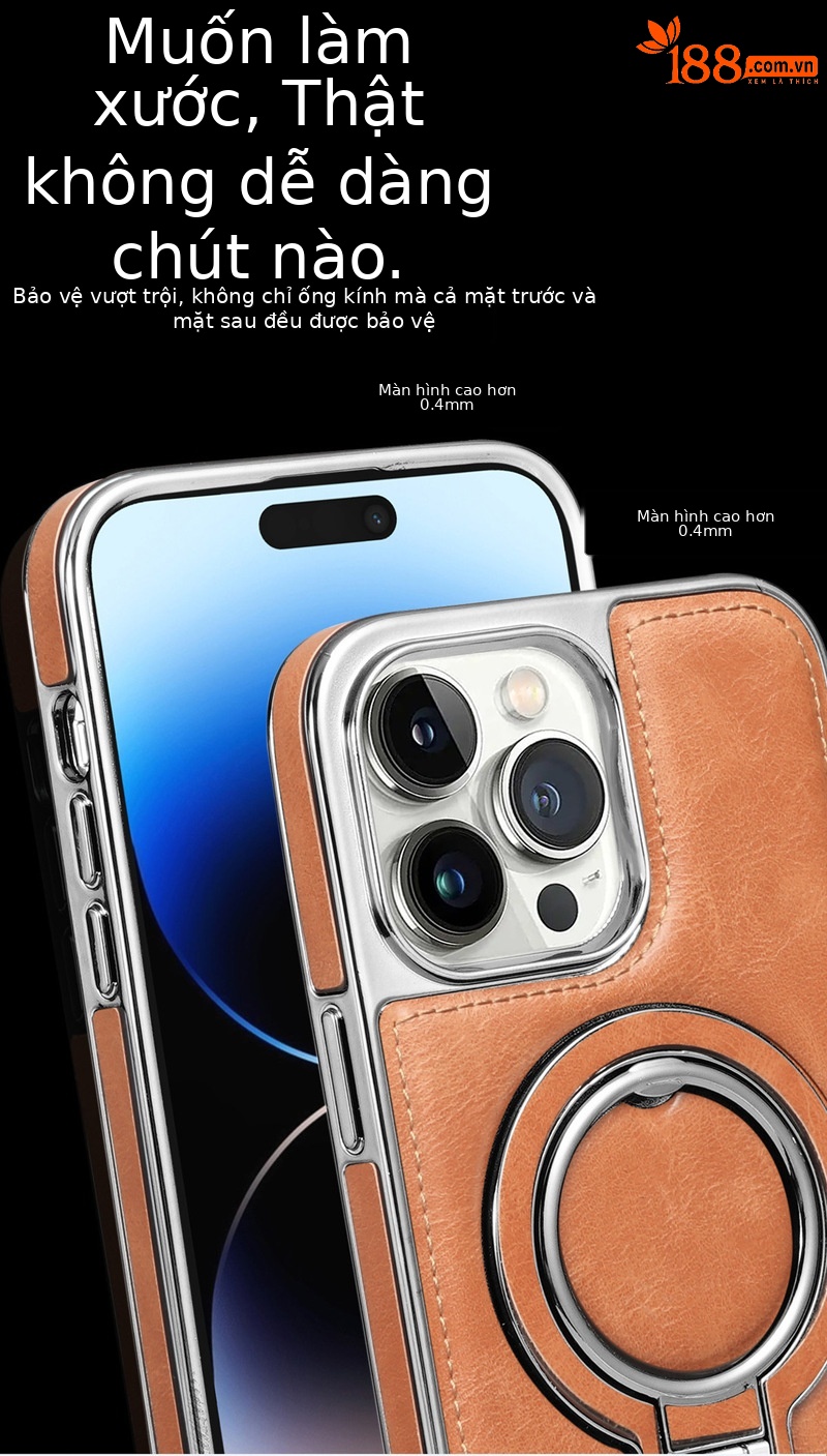 Ốp lưng từ tính chống rơi cho iPhone 15, 16 Pro Max, 17, 14, 12, bao toàn bộ viền dày — [Da nâu nhạt ★ Giá đỡ vợt] Thiết kế từ tính, 【Da dán màu xanh lam★Giá đỡ vợt] thiết kế từ tính, 【Miếng dán màu xanh lá cây★Giá đỡ vợt] thiết kế từ tính, 【Lớp phủ màu tím★Giá đỡ vợt] thiết kế từ tính chi tiết 7
