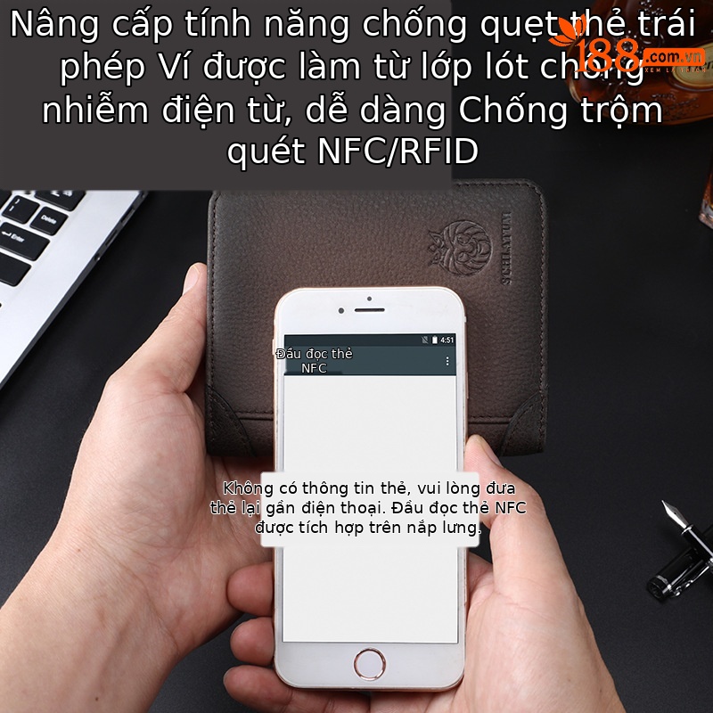 Ví da bò thật nam gập mini phong cách Âu Mỹ cổ điển — Màu cà phê, Màu nâu, Màu đen, Màu cà phê (có hộp quà)