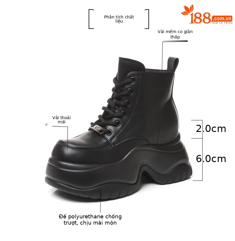 Boot martin nữ đế dày tôn dáng cổ cao gầy bên trong — Màu be chi tiết 3