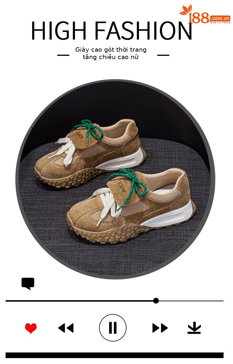 Giày sneaker nữ da heo đế dày phong cách Đức Huajiang mùa thu 2026 — M2632 màu trắng nhạt, M2632 màu vàng, M2632 màu nâu chi tiết 5