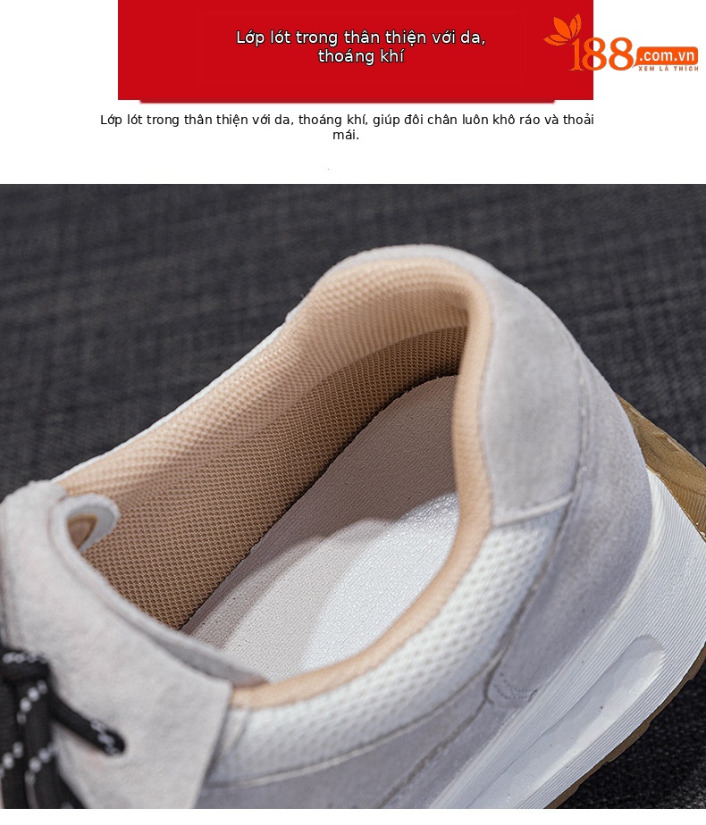 Giày sneaker nữ da heo đế dày phong cách Đức Huajiang mùa thu 2026 — M2632 màu trắng nhạt, M2632 màu vàng, M2632 màu nâu chi tiết 8
