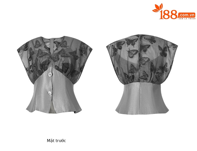 Bộ đồ nữ sang trọng áo cổ V thắt eo kết hợp quần short hai mảnh — Màu xám chi tiết 4