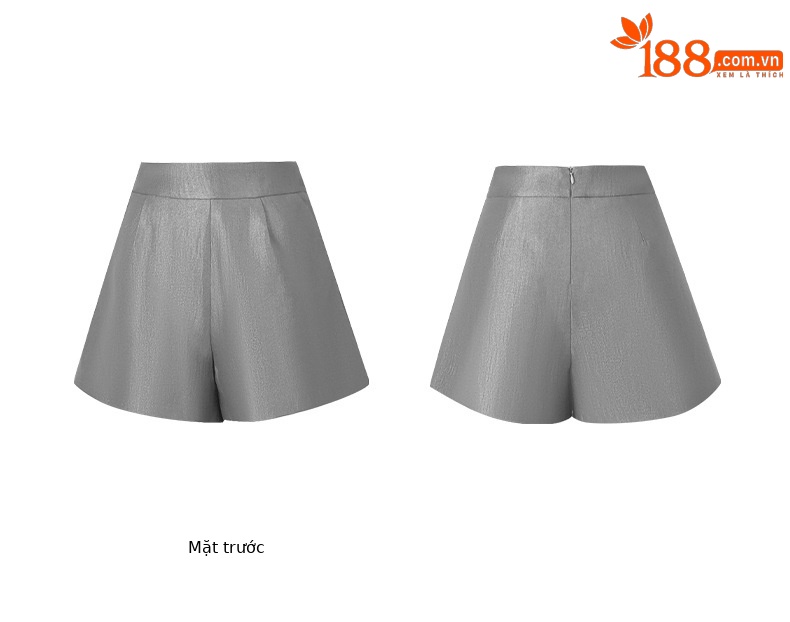 Bộ đồ nữ sang trọng áo cổ V thắt eo kết hợp quần short hai mảnh — Màu xám chi tiết 5
