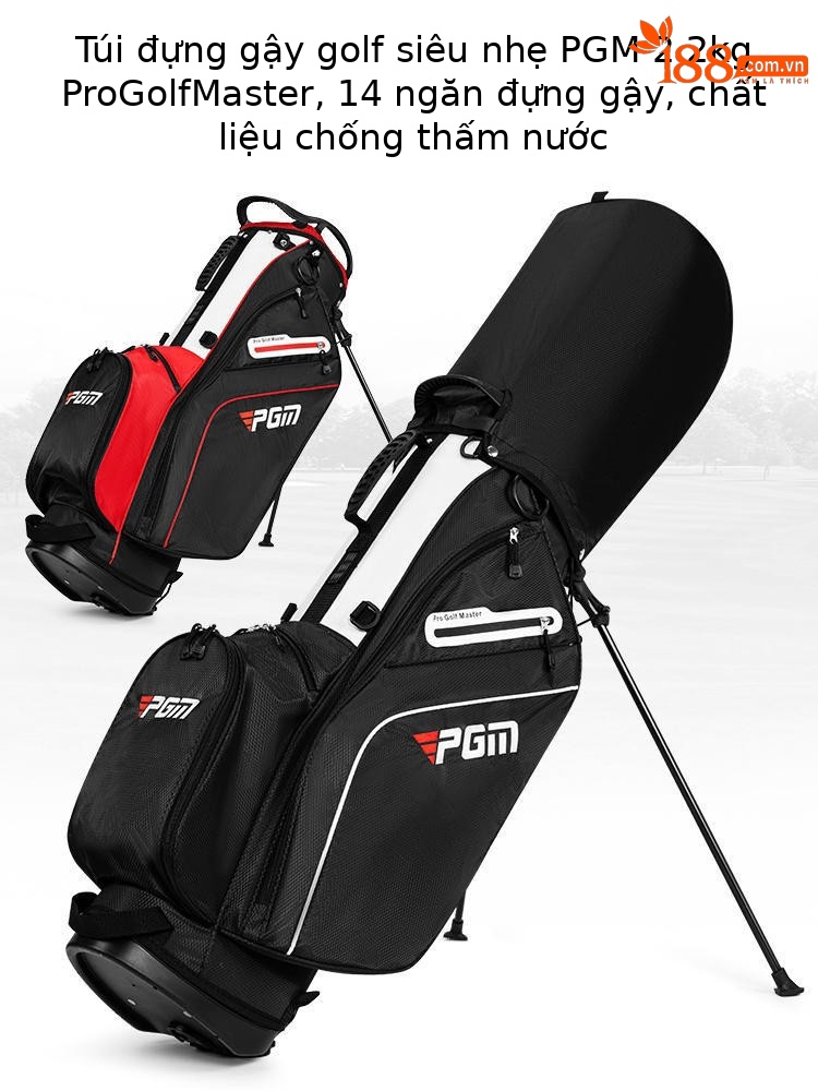 Túi đựng gậy golf PGM siêu nhẹ có chân đế, cao 126 cm, 14 ngăn — QB147-Đen trắng, QB147-Đen đỏ