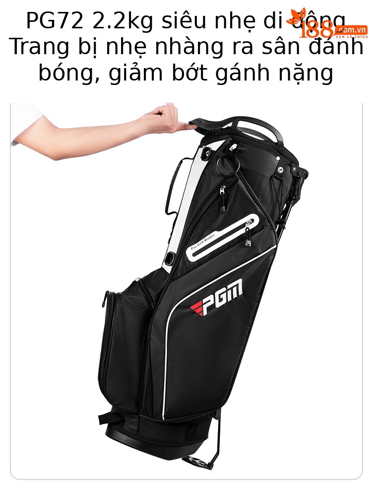Túi đựng gậy golf PGM siêu nhẹ có chân đế, cao 126 cm, 14 ngăn — QB147-Đen trắng, QB147-Đen đỏ