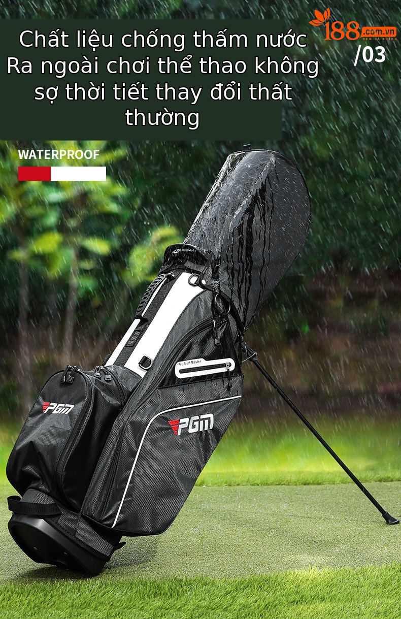 Túi đựng gậy golf PGM siêu nhẹ có chân đế, cao 126 cm, 14 ngăn — QB147-Đen trắng, QB147-Đen đỏ chi tiết 6