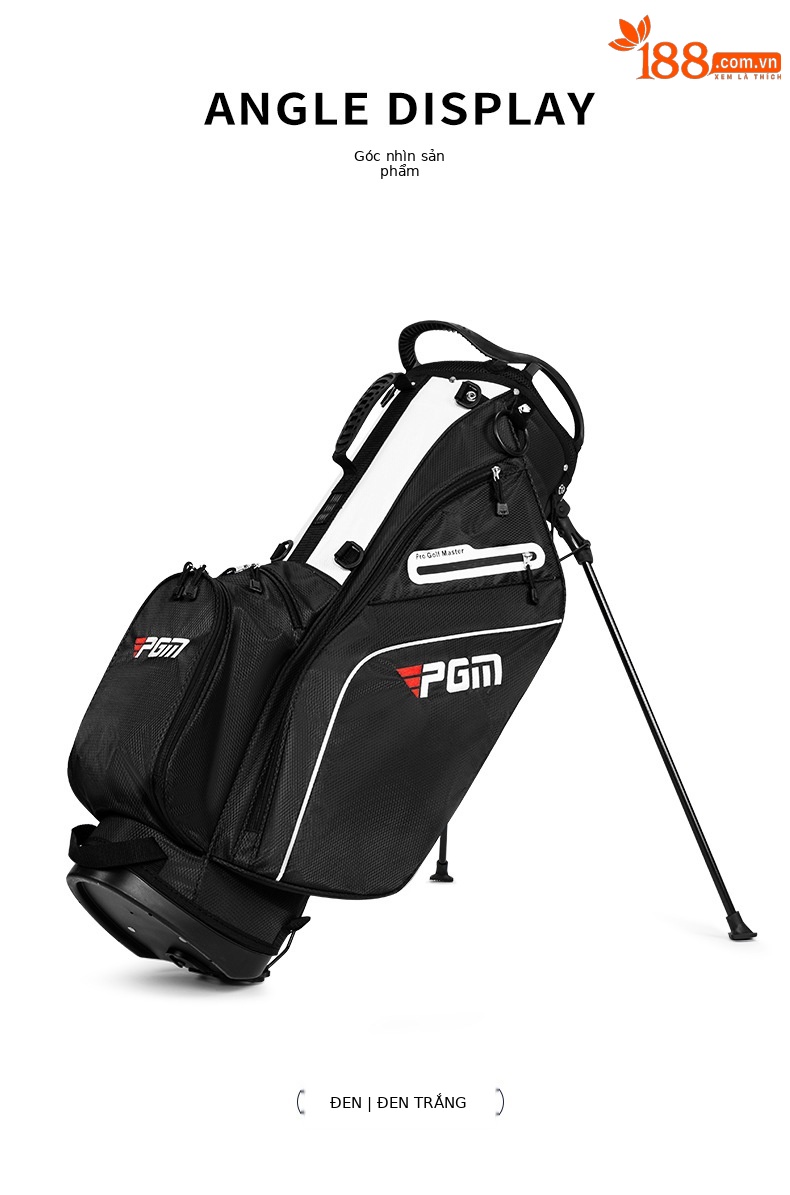 Túi đựng gậy golf PGM siêu nhẹ có chân đế, cao 126 cm, 14 ngăn — QB147-Đen trắng, QB147-Đen đỏ chi tiết 21