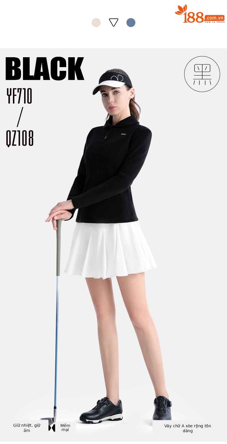 Bộ đồ golf nữ áo khoác chống lạnh và váy ngắn bồng bềnh chữ A — YF710-Áo khoác màu mơ kem [chống lạnh và ấm/mềm mại và thân thiện với làn da], QZ108-Váy phồng kaki [Gửi váy đáy/váy chữ A], YF710-Disc Grey Blue Coat [Chống lạnh và ấm/mềm mại và thân thiện với làn da], QZ108-Váy phồng màu be [Gửi váy đáy/váy chữ A] chi tiết 7