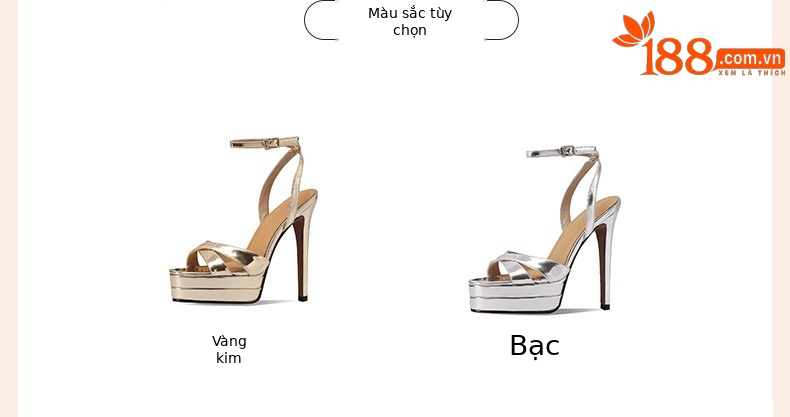 Sandal cao gót nữ hở mũi gót nhọn 12 cm đế platform 4 cm da thật — Màu vàng chi tiết 2