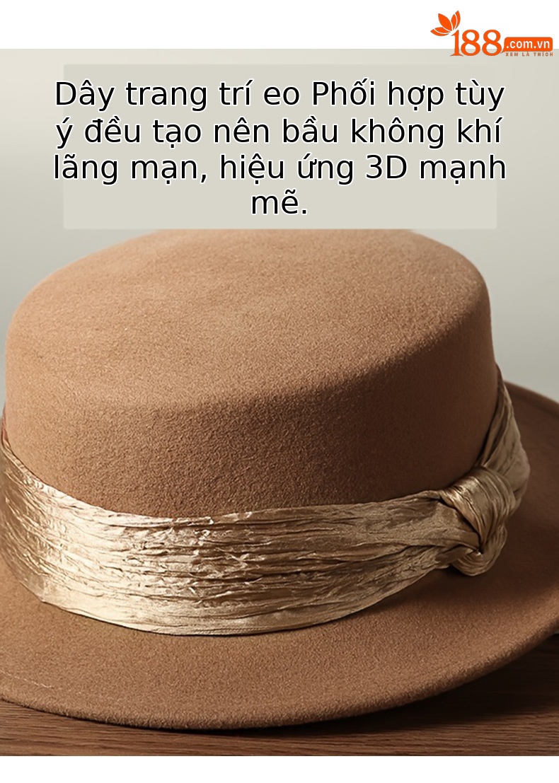 Mũ phớt len cổ điển phong cách Pháp vành tròn đỉnh bằng — màu đen chi tiết 3