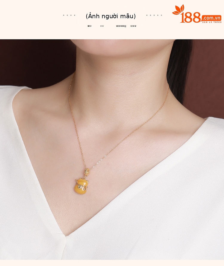 Mặt dây chuyền bạc S925 hình mèo may mắn khắc chữ — Mặt dây chuyền đơn (không có dây chuyền) chi tiết 5