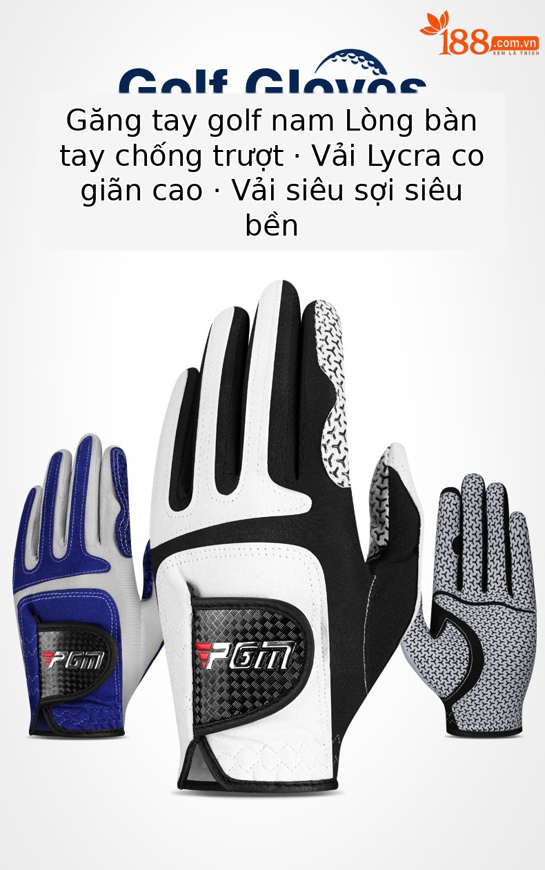 Găng tay chơi gôn PGM đàn hồi thần kỳ vải sợi nhỏ thoáng khí chống trượt dành cho nam (tay trái hoặc tay phải) — Cỡ 22 chi tiết 4