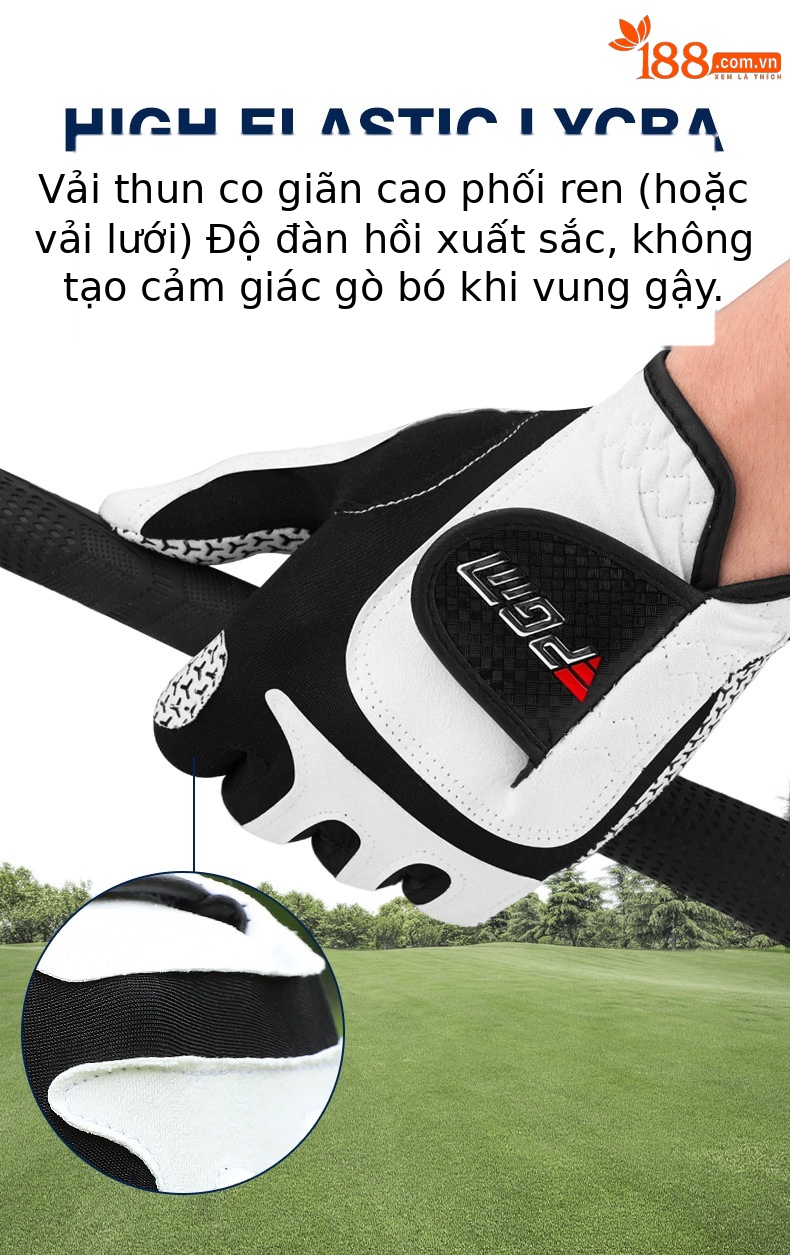 Găng tay chơi gôn PGM đàn hồi thần kỳ vải sợi nhỏ thoáng khí chống trượt dành cho nam (tay trái hoặc tay phải) — Cỡ 22 chi tiết 5