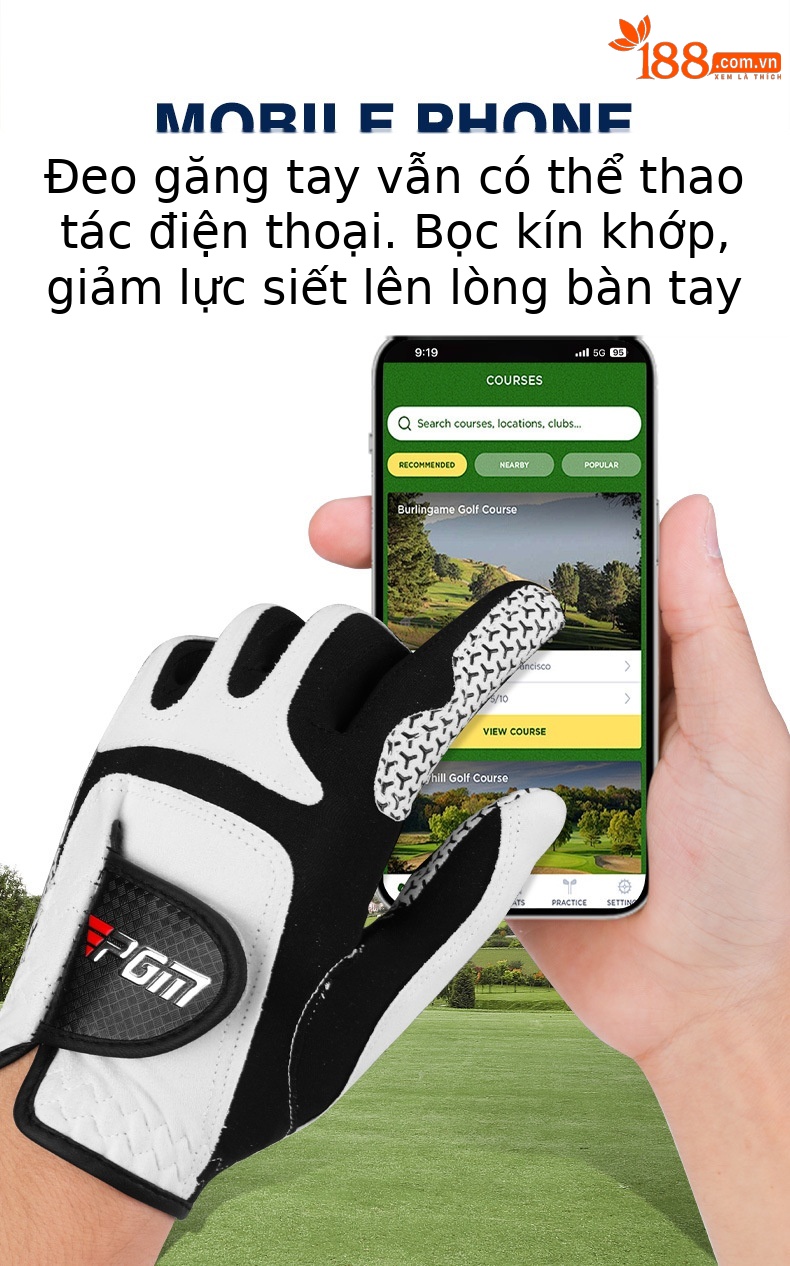 Găng tay chơi gôn PGM đàn hồi thần kỳ vải sợi nhỏ thoáng khí chống trượt dành cho nam (tay trái hoặc tay phải) — Cỡ 22 chi tiết 8