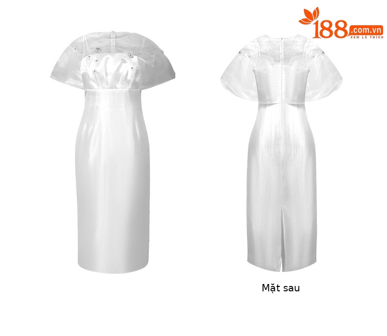 Váy đính hôn ôm body một bên vai phong cách nhẹ nhàng khí chất — Màu trắng chi tiết 3