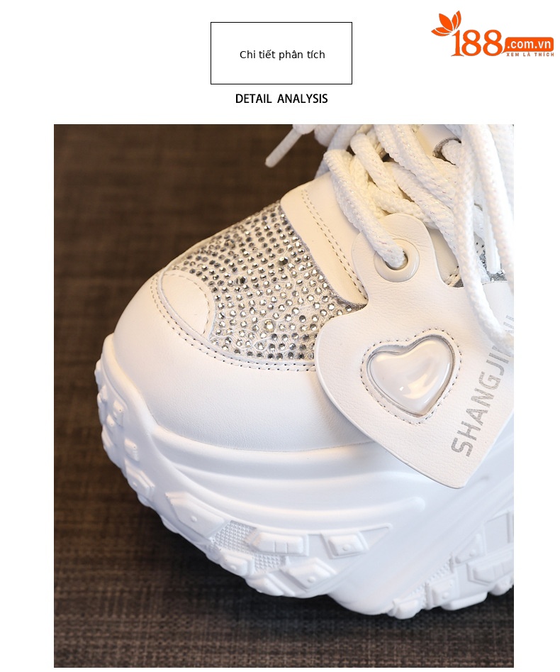Giày sneaker nữ đế dày tăng chiều cao phong cách bánh xốp — Màu be chi tiết 6