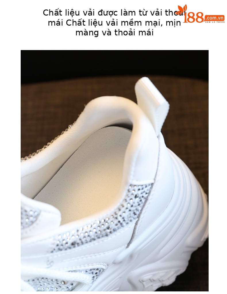 Giày sneaker nữ đế dày tăng chiều cao phong cách bánh xốp — Màu be chi tiết 7