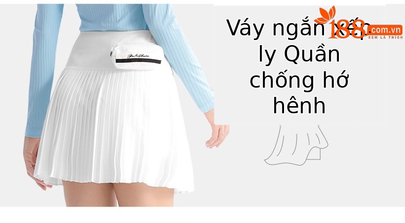 Áo polo golf nữ dài tay phối váy xếp ly thắt eo — QZ103 [Chân dài/túi thắt lưng miễn phí/thắt lưng co giãn] váy xếp ly màu đen, QZ103 [Chân dài/túi thắt lưng miễn phí/thắt lưng co giãn] váy xếp ly màu xanh nhạt, YF695 [kết cấu dọc/mềm mại đàn hồi cao/ve áo đôi tương phản] POLO trắng, QZ103 [Chân dài/túi thắt lưng miễn phí/thắt lưng co giãn] váy xếp ly màu trắng chi tiết 14