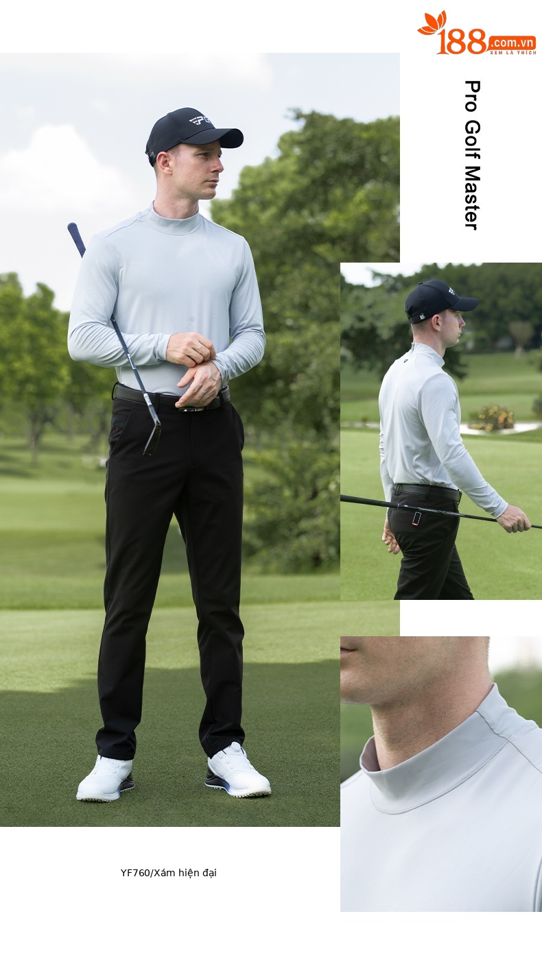 Áo thun golf nam dài tay PGM nhanh khô hút ẩm kháng khuẩn 3A — YF760-áo màu trắng, YF760-Áo màu xanh hải quân, YF760-áo màu xám hiện đại chi tiết 21