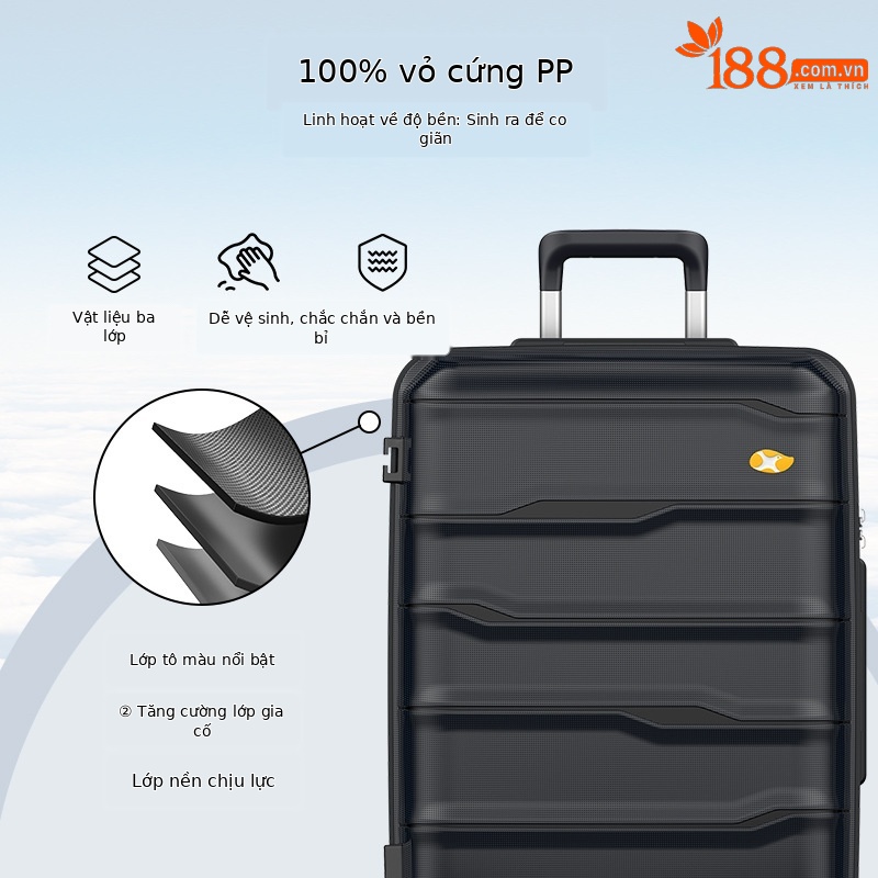 Vali đựng rượu vang đỏ vân ngang 6 chai 20 inch xách tay công sở — Màu đen