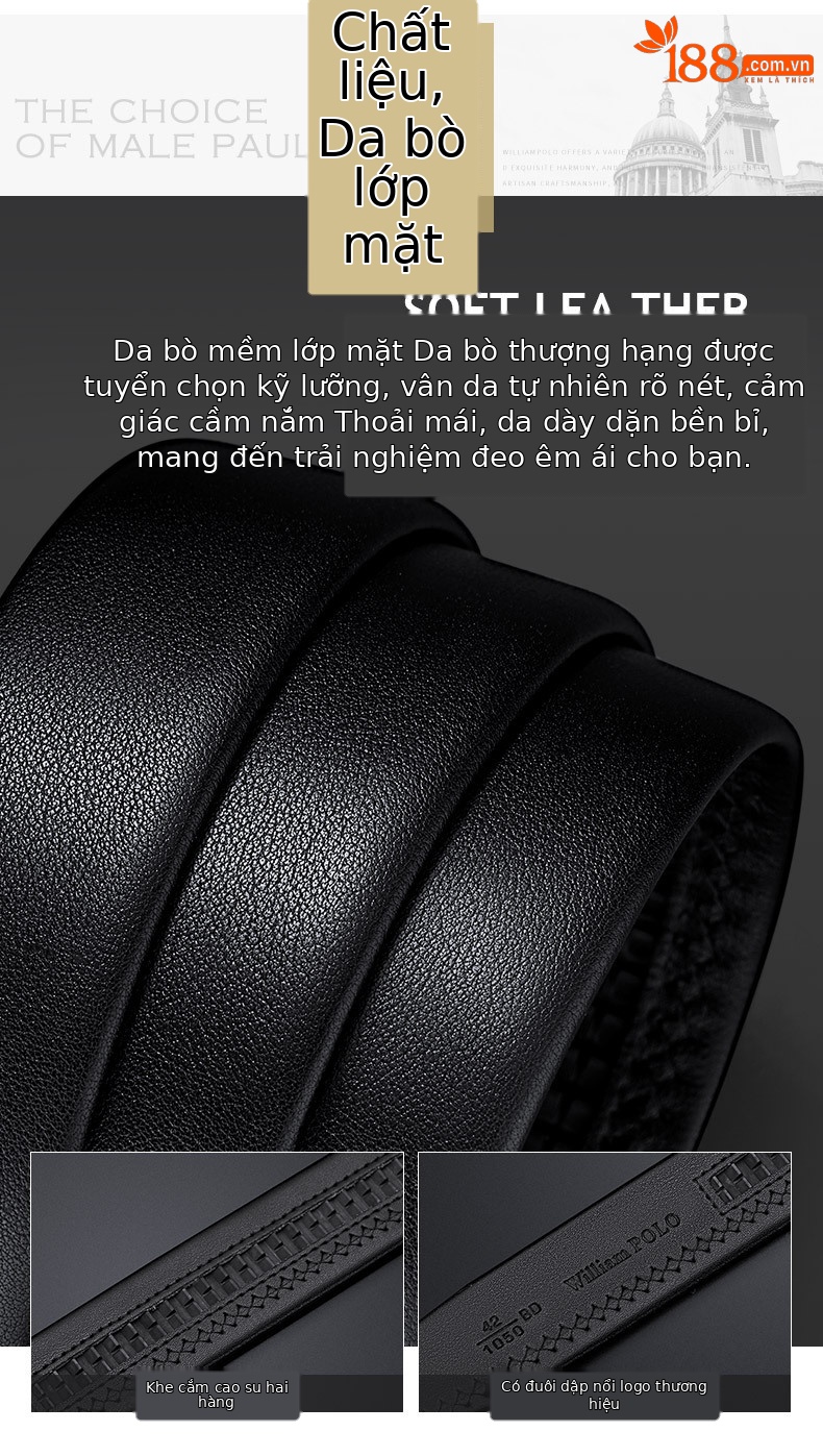 Thắt lưng da bò nam Emperor Paul cao cấp phong cách đơn giản đa năng — 120cm, 130cm, 110cm, 125cm chi tiết 5